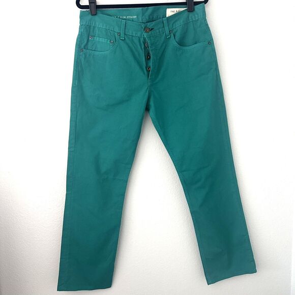 Rag & Bone Mens Size 32 Green Jay Slim Straight Pants Tailored Workwear Jeans - Picture 1 of 16